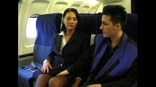 Beste Brunette beauty wearing stewardess uniform gets fucked on a plane nye filmer