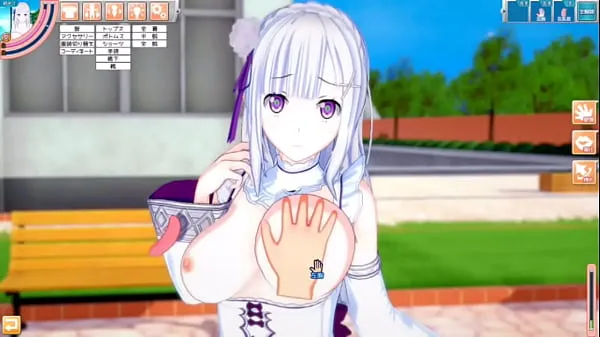 Bedste Eroge Koikatsu! ] Re zero (Re zero) Emilia rubs her boobs H! 3DCG Big Breasts Anime Video (Life in a Different World from Zero) [Hentai Game nye film