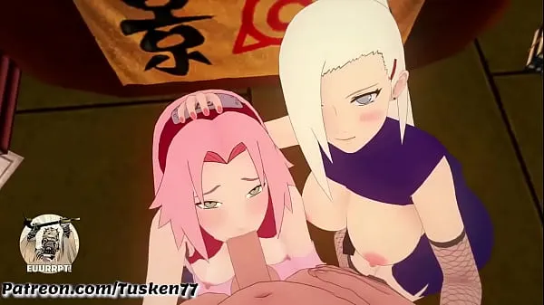 Bästa NARUTO 3D HENTAI: Kunoichi Sluts Ino & Sakura thanking their hero Naruto nya filmer