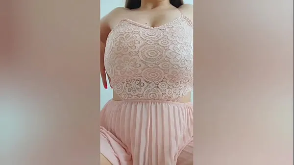 Parhaat Young cutie in pink dress playing with her big tits in front of the camera - DepravedMinx uudet elokuvat